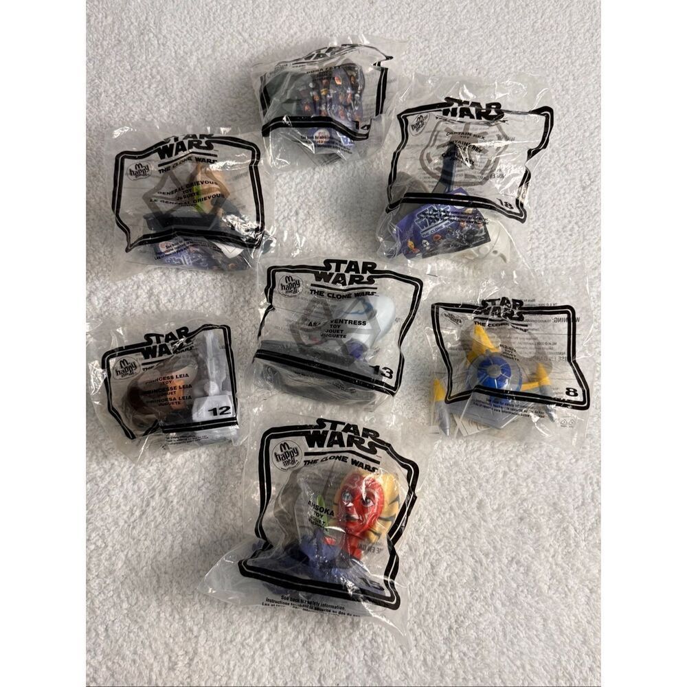 Lot of 7 McDonald's Star Wars The Clone Wars Happy Meal Bobblehead Toys 2008